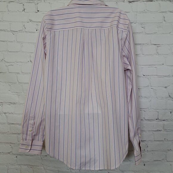 LL Bean Stripes Cotton Classic Casual Button Up Shirt Top Size Medium - Picture 4 of 8